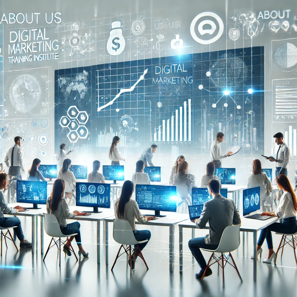 dall·e 2025 12 10 17.51.14 a clean, modern, professional hero style image for a digital marketing training institute. show a bright, futuristic workspace with diverse students c