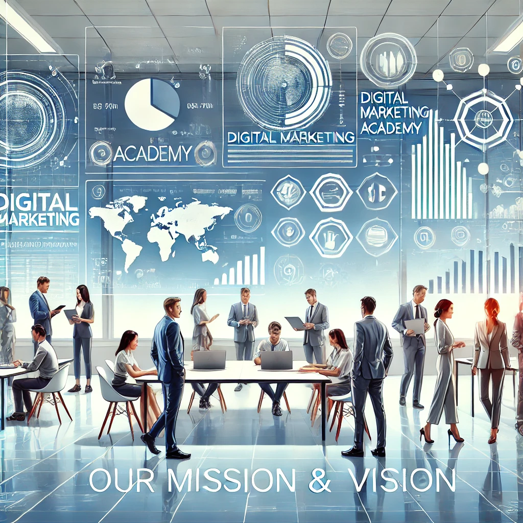 dall·e 2025 12 10 17.52.42 a professional, modern illustration showing a digital marketing academy environment. the scene features students and professionals collaborating with