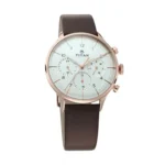 titan quartz multifunction white dial leather strap watch for men