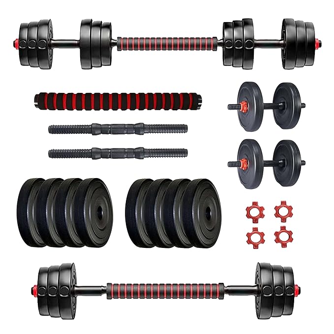 protoner pvc 3 in 1 convertible dm 4 40 kg dumbbells set and fitness kit for men and women whole body workout (20 kg (2 kg x 4, 3 kg x 4), 3 in 1 convertible)