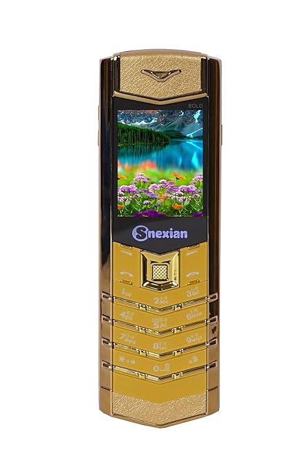 snexian bold v1 premium finish dual sim |keypad mobile| with 1.8" display |metal body|unique design|bt dialer| call recording|long lasting battery|fm|camera|feature phone| gold