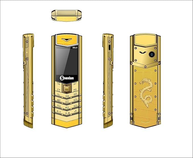 snexian bold v1 premium finish dual sim |keypad mobile| with 1.8" display |metal body|unique design|bt dialer| call recording|long lasting battery|fm|camera|feature phone| gold