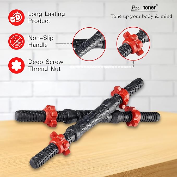 protoner pvc 3 in 1 convertible dm 4 40 kg dumbbells set and fitness kit for men and women whole body workout (20 kg (2 kg x 4, 3 kg x 4), 3 in 1 convertible)